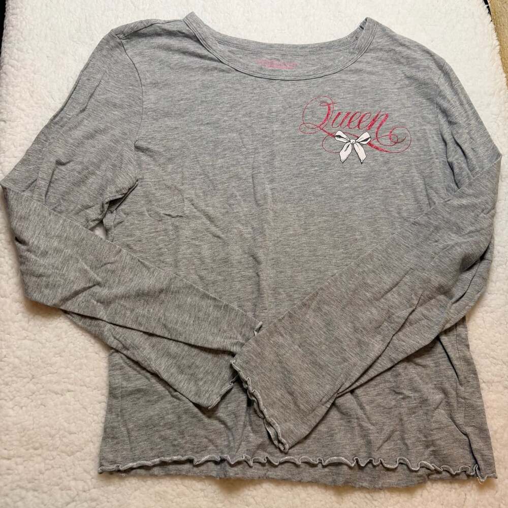 Victoria's Secret Queen Long Sleeve T-Shirt Size L Gray